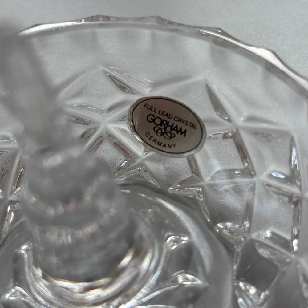 Gorham Full Lead Crystal Faceted Clear Ring Holder Dish Jewelry Organizer Holder